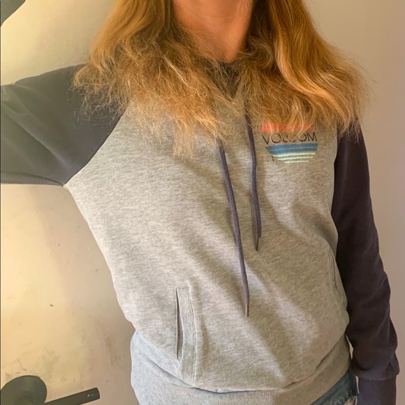 Volcom Grey and Blue Hoodie